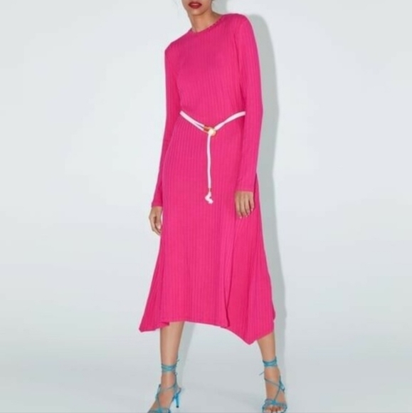 Zara Hot pink long dress - Picture 1 of 10